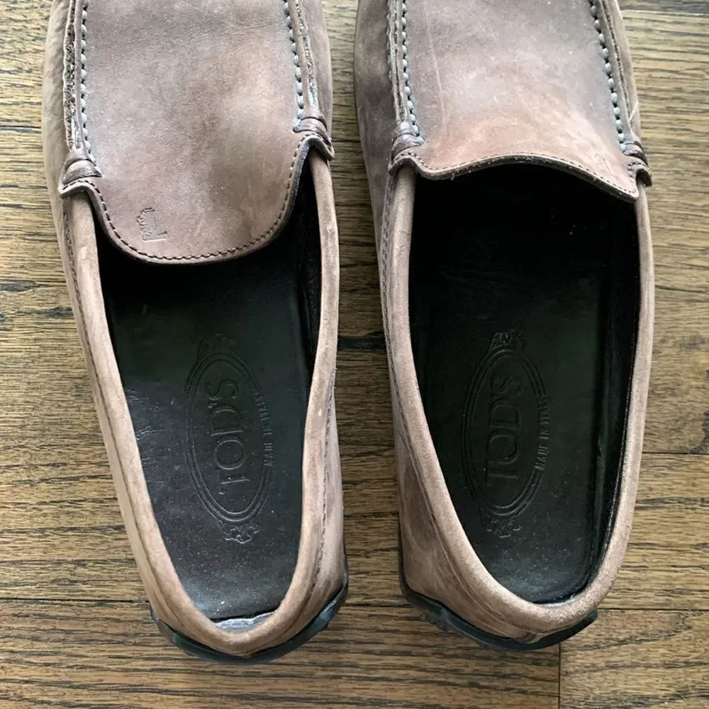 Tod’s brown leather driving shoes pebble rubber sole men’s size 8